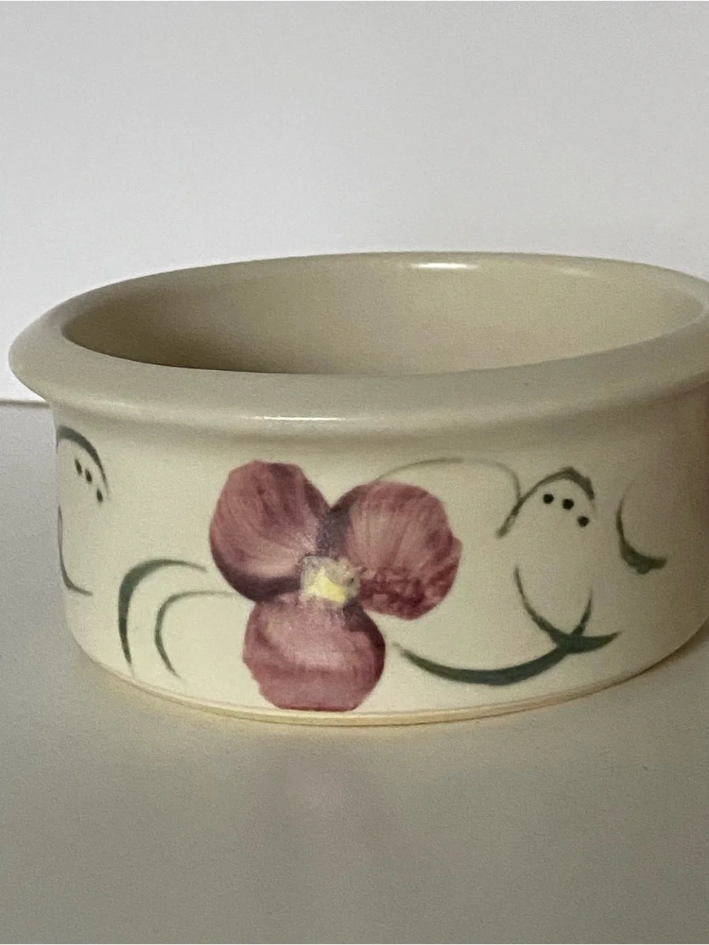 Creamer and Sugar Bowl Vintage Hand Thrown Pottery Hand Painted Signed floral